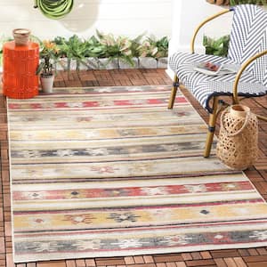 Montage Taupe/Multi 3 ft. x 5 ft. Striped Indoor/Outdoor Patio  Area Rug