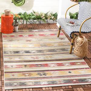 Montage Taupe/Multi 4 ft. x 6 ft. Striped Indoor/Outdoor Area Rug