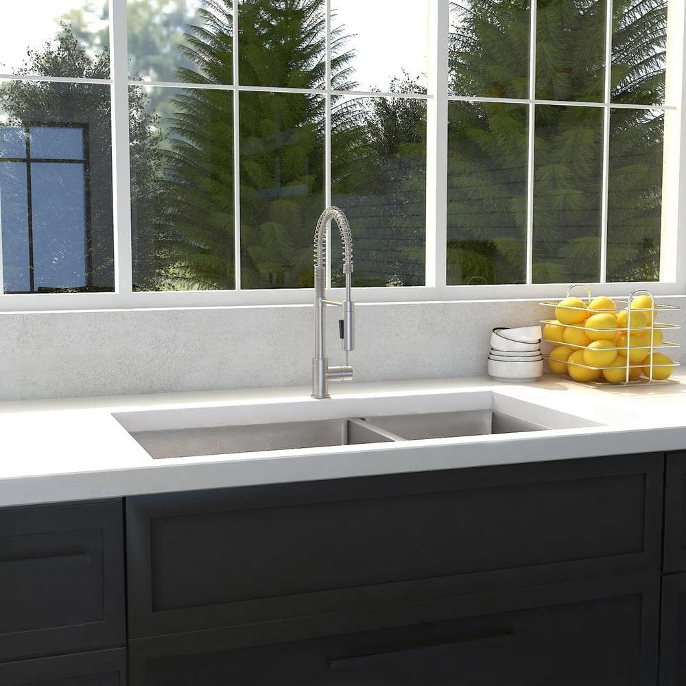 Chamonix 36" Stainless Steel Double Bowl Undermount Kitchen Sink