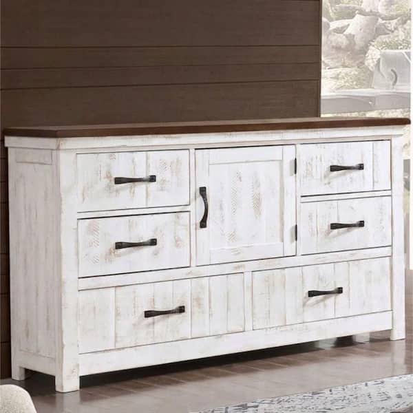 William's Home Furnishing Theodore White and Walnut 6-Drawer 59.38 in. Wide Dresser WI7962D William's Home Furnishing Theodore White and Walnut 6-Drawer 59.38 in. Wide Dresser WI7962D
