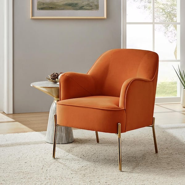 Orange velvet accent chair hot sale