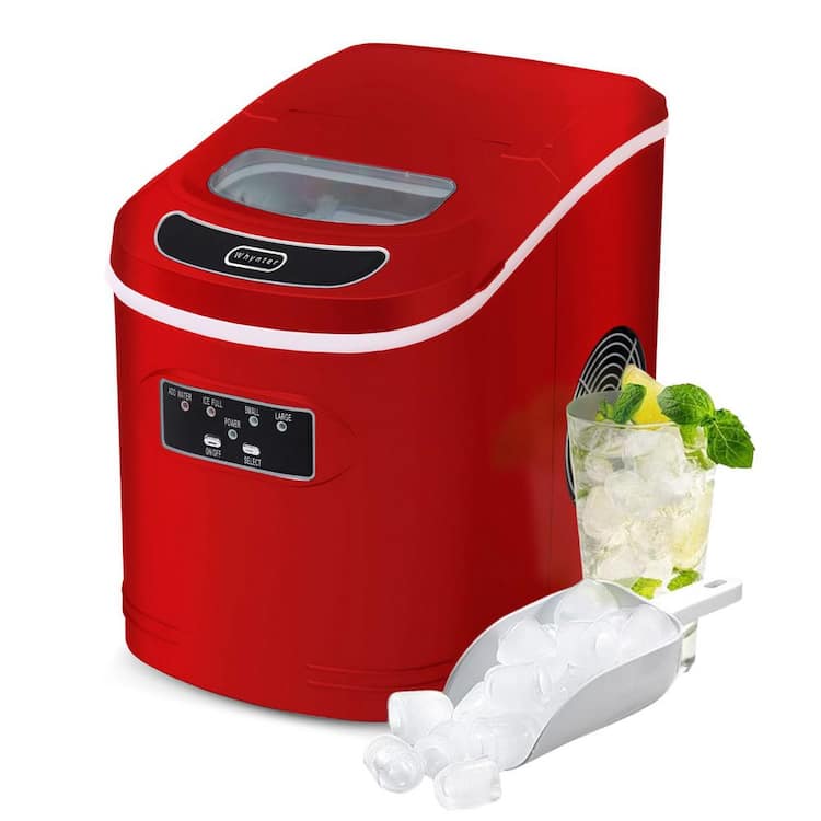 Whynter 9.5 in. 27 lbs Portable Ice Maker Countertop Ice Maker Countertop Ice Machines Bullet Ice in Metallic Red