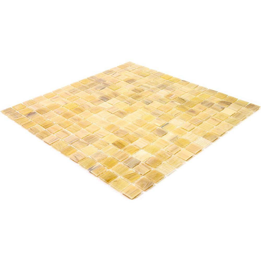 Celestial 12 in. x 12 in. Glossy Yellow Glass Mosaic Tile