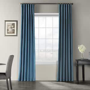 Nassau Blue Solid Rod Pocket Room Darkening Curtain - 50 in. W x 120 in. L (1 Panel)