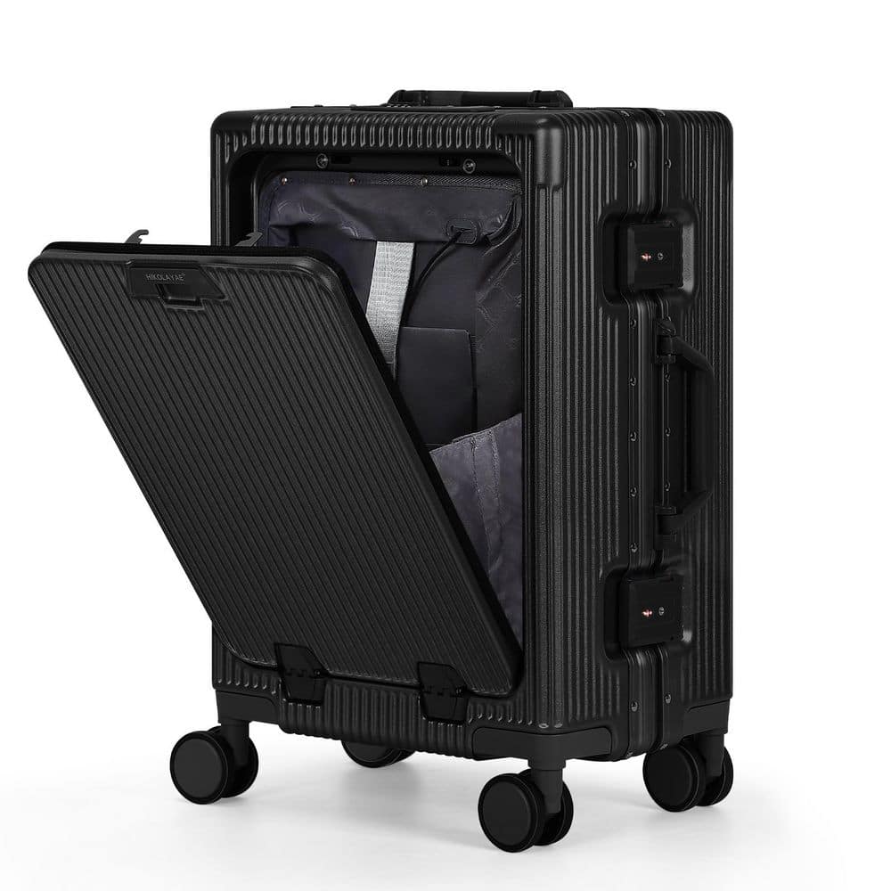 20-Inch Black Hardside Spinner Luggage with Cup Holder & Wet Compartment