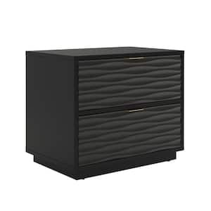 Morgan Main 23.622 in. Black Rectangle Engineered Wood End/Side Table with Drawers