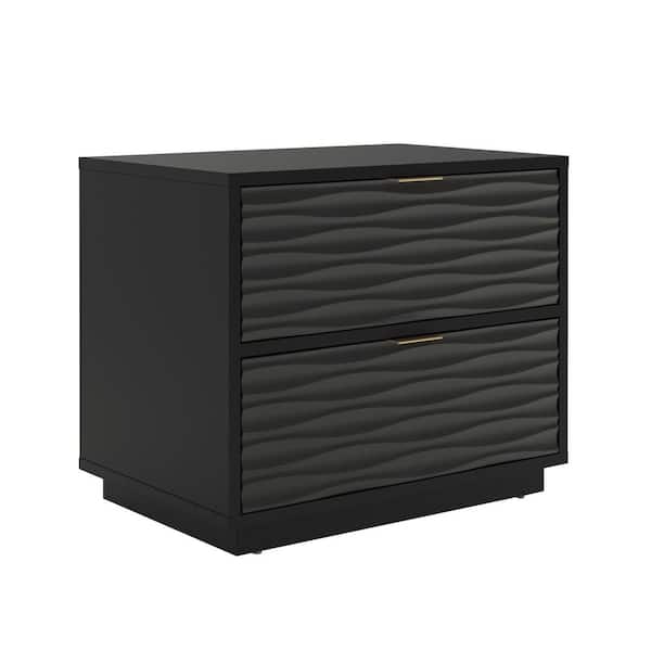 SAUDER Morgan Main 23.622 in. Black Rectangle Engineered Wood End/Side Table with Drawers