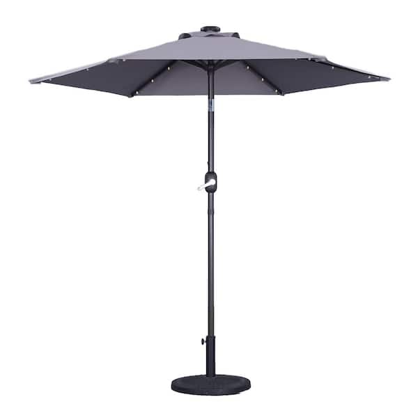 Unbranded Extremely Weather Resistant 9 ft. Patio Market Umbrella in Grey with Push Button Tilt