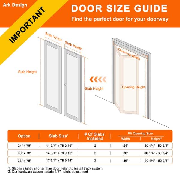36 in. x 80 in. Arch Panel 2-Lite Solid Core Unfinished Pine Wood Interior Closet Bi-Fold Door with Hardware