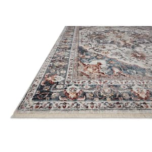 Samra Ivory/Denim 11 ft. 6 in. x 15 ft. 7 in. Distressed Oriental Transitional Area Rug