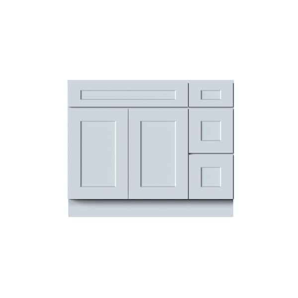 42in W x 21in D x 34. 5in H Plywood Ready to Assemble Floor Base Kitchen Cabinet in Gray with Drawer