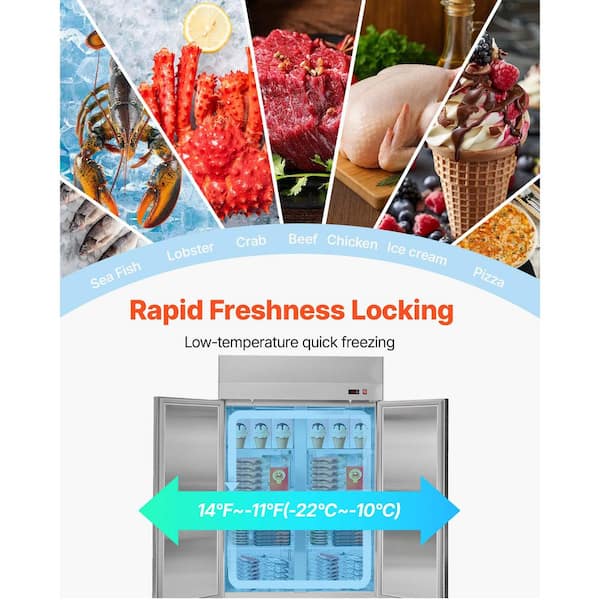 69.2cu.ft. Commercial Freezer 3-Door Upright Stainless Steel ReachIn Freezer Auto-Defrost 12-Adjustable Shelves Silver
