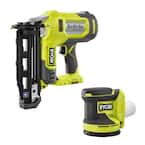 ONE+ 18V 16-Gauge Cordless AirStrike Finish Nailer with Cordless 5 in. Random Orbit Sander (Tools Only)
