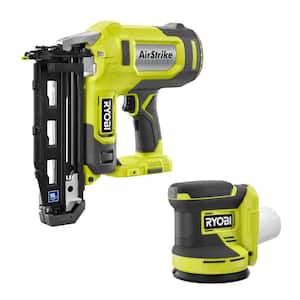 ONE+ 18V 16-Gauge Cordless AirStrike Finish Nailer with Cordless 5 in. Random Orbit Sander (Tools Only)