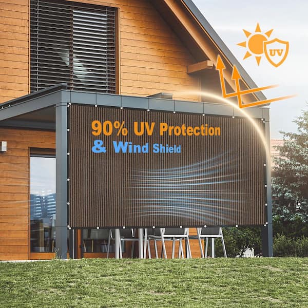 10 ft. x 12 ft. 90% Shade Fabric Sun Shade Cloth Privacy Screen for Outdoor Patio Garden Pergola Cover Canopy, Mocha