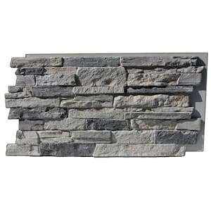 Canyon's Edge Faux Stack Stone 48-3/4 in. x 24-3/4 in. Gray Fox Class A Fire Rated Urethane Siding Panel