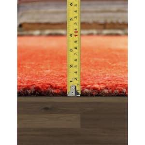 Lahore Coral 8 ft. x 11 ft. Solid Lamb's Wool Area Rug