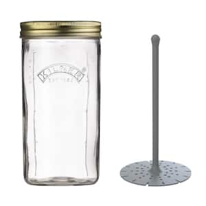 Xileanalee Pro Sourdough Starter Jar Kit- 35 Oz Large Sourdough Starter  Glass Jar with Date Marked Feeding Band,Thermometer,Spatula,Cloth Cover&  Lid