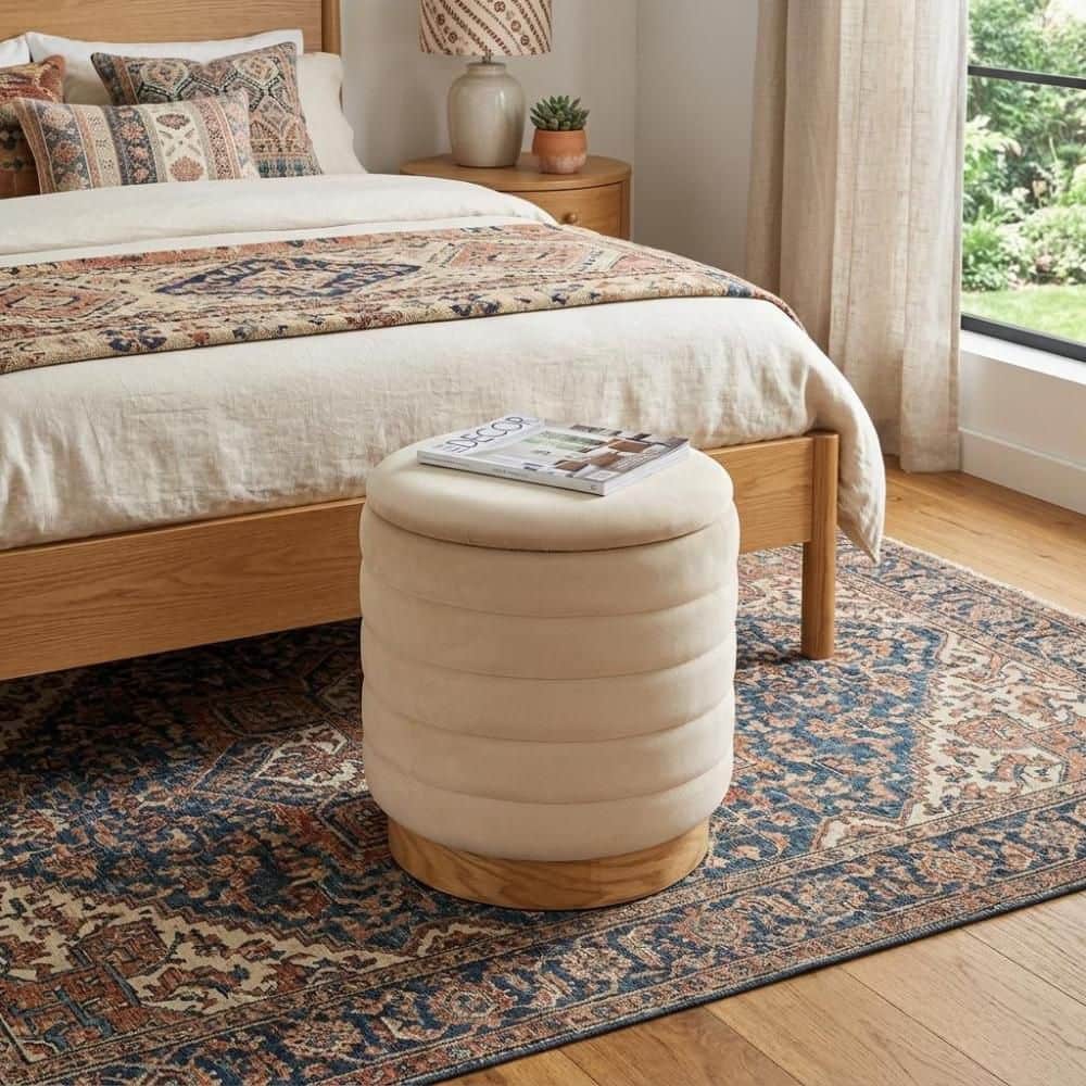 Velvet Cylinder Storage Ottoman Small Ottoman price history on PriceWatchPro