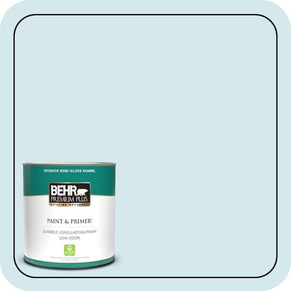 BEHR PREMIUM PLUS 1 qt. #S490-1 Permafrost Semi-Gloss Enamel Low Odor Interior Paint & Primer