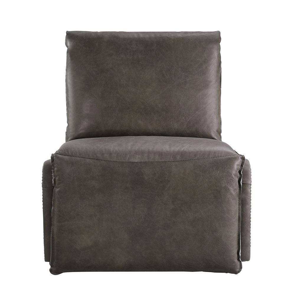 Metier Gray Top Grain Leather & Aluminum Swivel Recliner