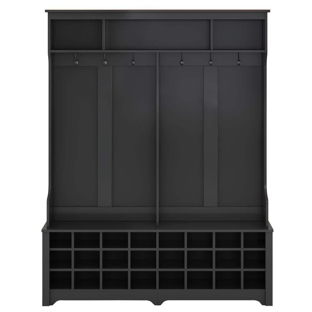 Asucoora Angelique Black 60 in. W x 77 in. H Hall Tree with Storage