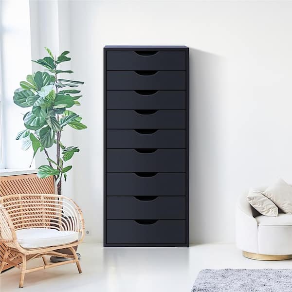 black tall dresser ikea Reviews for HOMESTOCK 9-Drawer, Wood Storage Cabinet, 18.9 in. Large Storage and Closet Organizer, Vertical File Cabinet | Pg 1 2000s dress up theme RECEPTION-DRESS Color:Lilac 2 A classic chest of