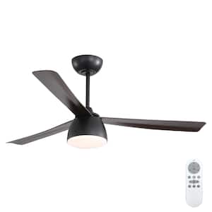 52 in. LED Integrated LED Indoor Black Ceiling Fan with Remote and ABS Blades