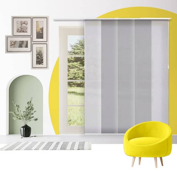 Cut-to-Size Sunset Grey Light Filtering Adjustable Sliding Panel Track Blind w/ 23 in. Slats Up to 86 in. W x 96 in. L