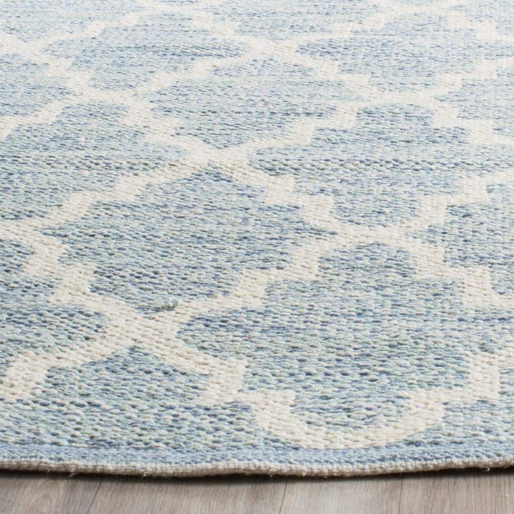 Coastal Breeze Light Blue and Ivory Cotton 5' x 7' Area Rug