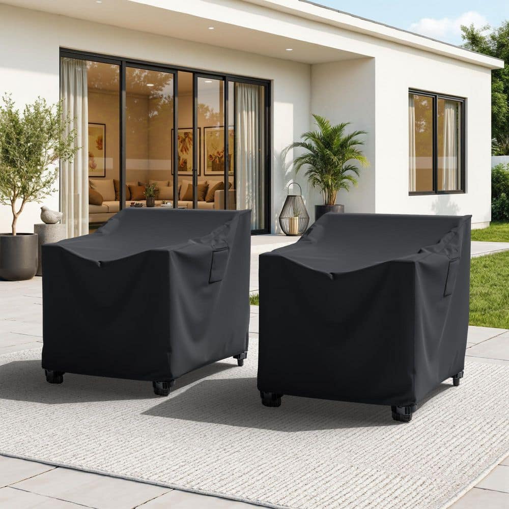 2-Pack 600D Oxford Waterproof Outdoor Patio Chair Cover, 29.5 in. W x 36 in. D x 30 in. H, Black