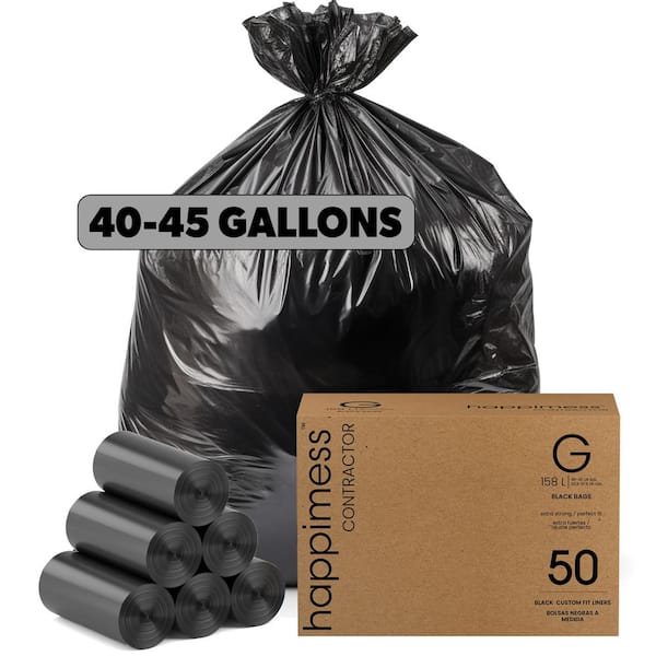42 Gal. 3 Mil Heavy Duty Contractor Trash Bags, (50-Count, 5-Rolls of 10 Bags)