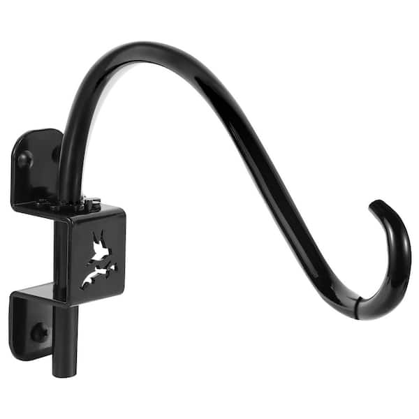 16 Inch Black Metal Decorative Swivel Plant Hanger Bracket Wall Mount Outdoor Hook with Bird Foliage Patterns