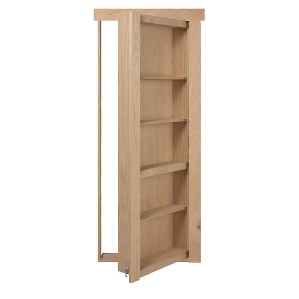 The Murphy Door 28 in. x 80 in. Flush Mount Assembled Oak Unfinished Universal Solid Core Interior Bookcase Door