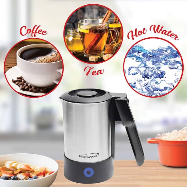 BRUNT ケトル Brentwood 2.5-Cup Silver Dual-Voltage Electric Travel Kettle with