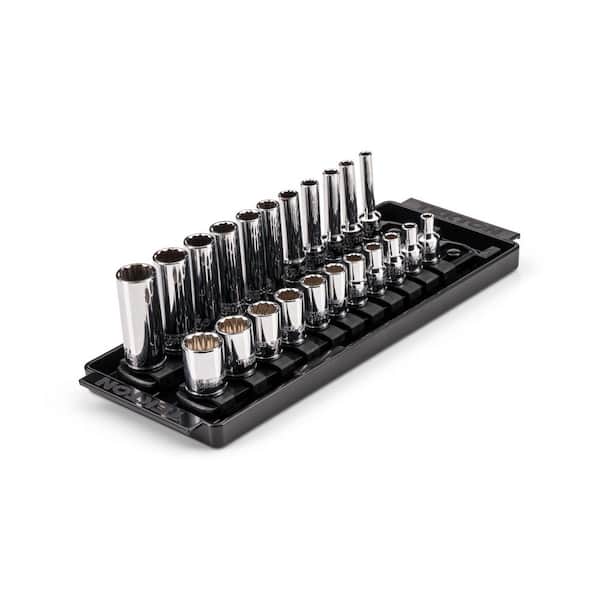 1/4 in. Drive 12-Point Socket Set with Rails (5/32 in.-9/16 in.) (22-Piece)