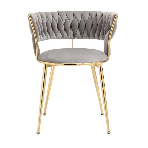 HOMEFUN Modern Gray Velvet Accent Dining Chair with Metal Legs HFHDSN ...