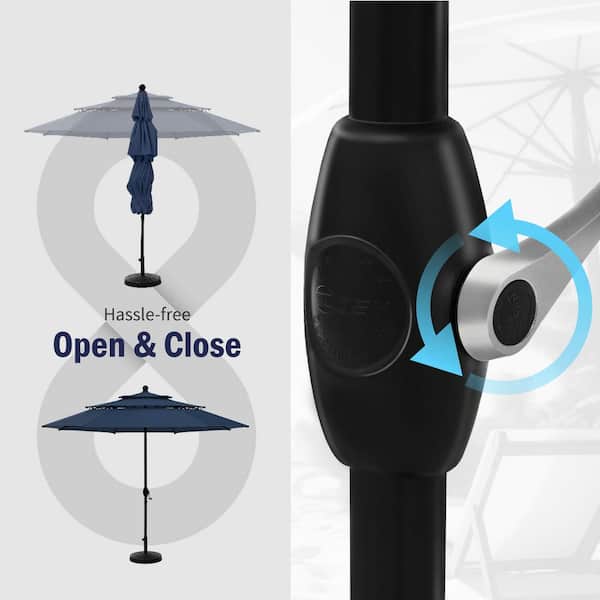 PHI VILLA 10 ft. Market Patio Umbrella in 3-Layer in Blue PHI VILLA 10 ft. Market Patio Umbrella in 3-Layer in Blue