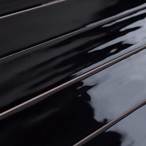 MOLOVO Nova Black 1.97 in. x 11.81 in. Polished Ceramic Subway