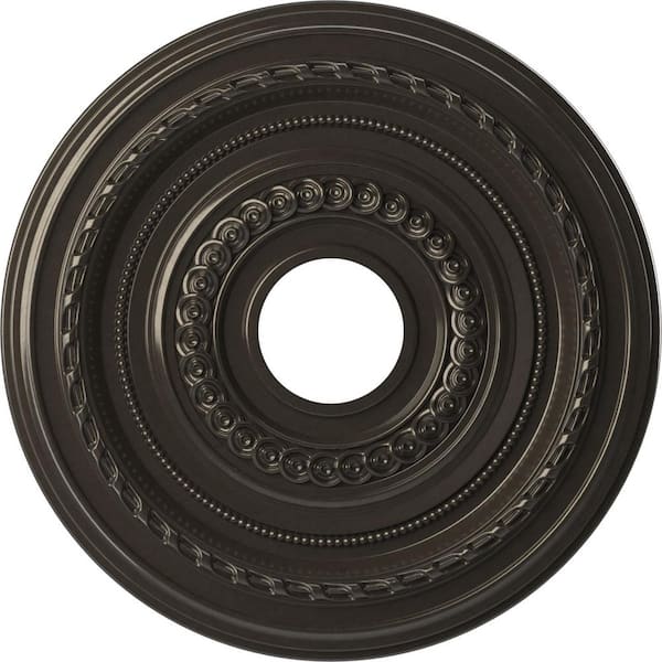 Ekena Millwork 16" O.D. x 3-1/2" I.D. x 1" P Cole Thermoformed PVC Ceiling Medallion (Fits Canopies up to 4-1/2") in Metallic Charcoal