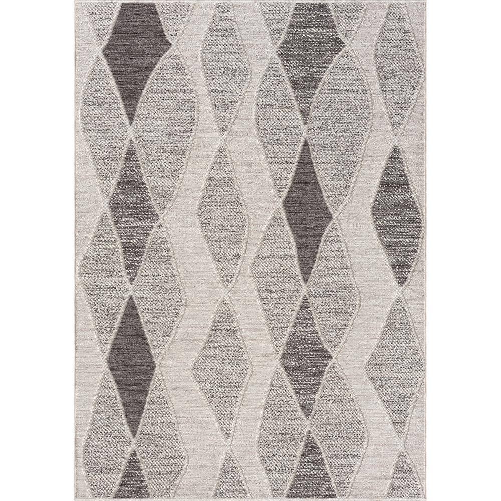 LR Home Wyatt Gray 5 ft. x 7 ft. HighLow Geometric P.E.T Yarn Indoor