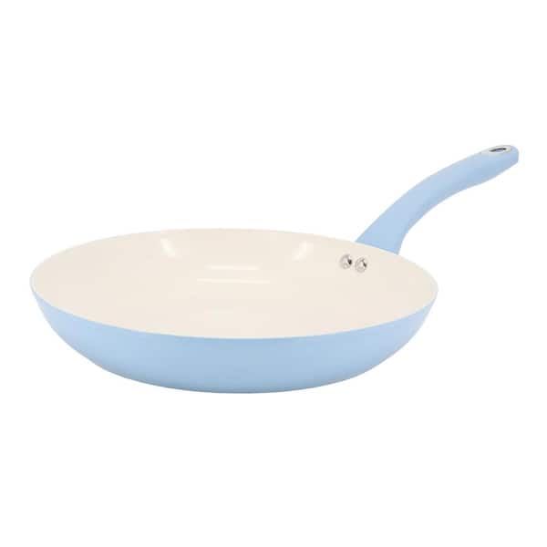MARTHA STEWART Rexford 9 .5 in. Ceramic Nonstick Aluminum Frying Pan in Soft Blue