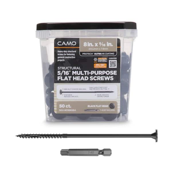 CAMO 5/16 in. x 8 in. Star Drive Flat Head Multi-Purpose Structural Wood Screw - PROTECH Ultra 4 Exterior Coated (50-Pack)