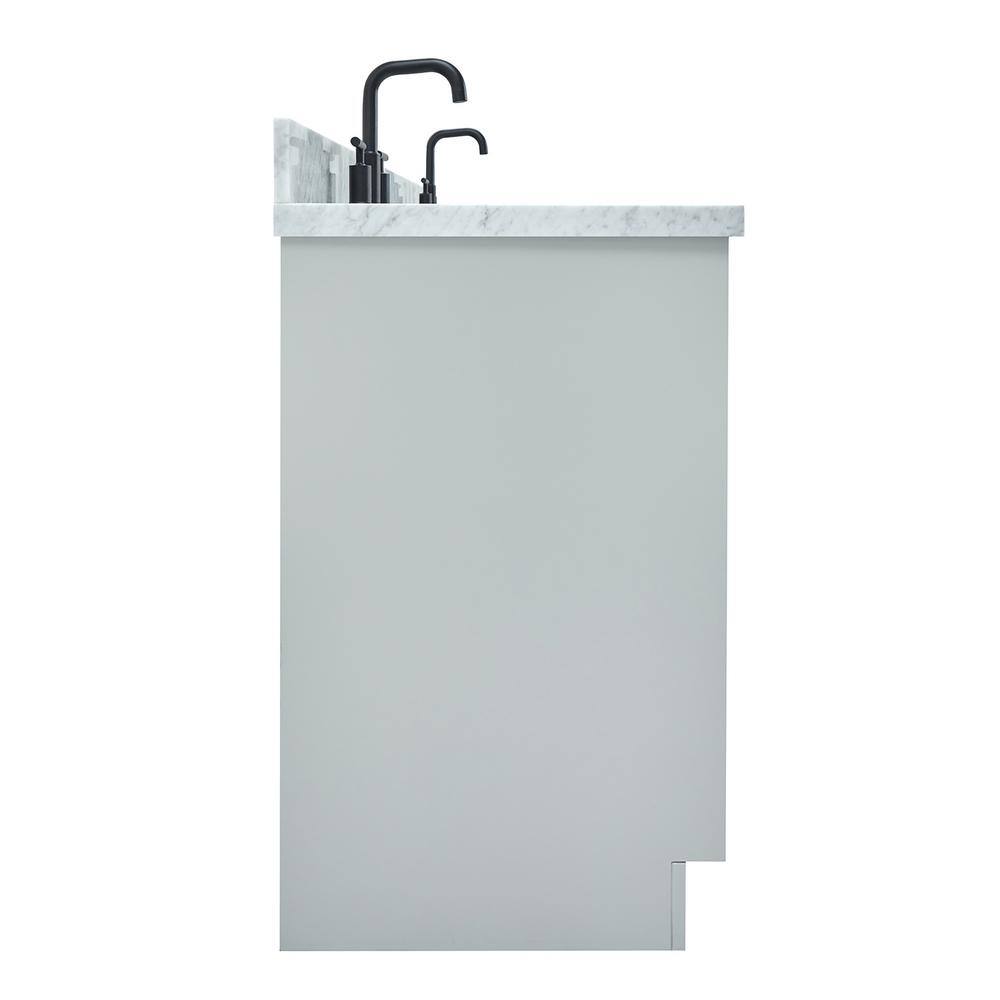 Gray Double Sink Freestanding Bathroom Vanity with Marble Top