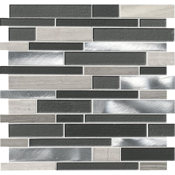 Urban Loft 4 in. x 4 in. x 4 mm Textured Glass Stone and Metal Mesh-Mounted Mosaic Tile - 4 in. x 4 in. Tile Sample