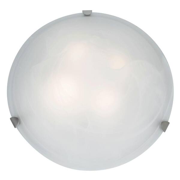 Access Lighting Mona 4-Light Brushed Steel Flush Mount with Alabaster Glass Shade