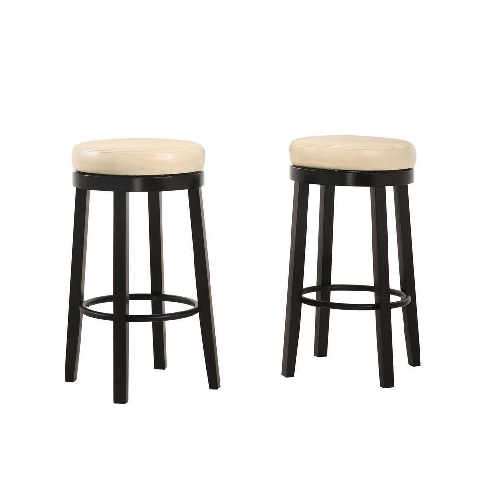 Carolina Classics Swivel Espresso Bar Stool with Cream Leatherette Seat