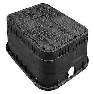 15 in. x 21 in. Rectangular Jumbo Water Meter Box and Lid (Black Box, Black Reader Lid)