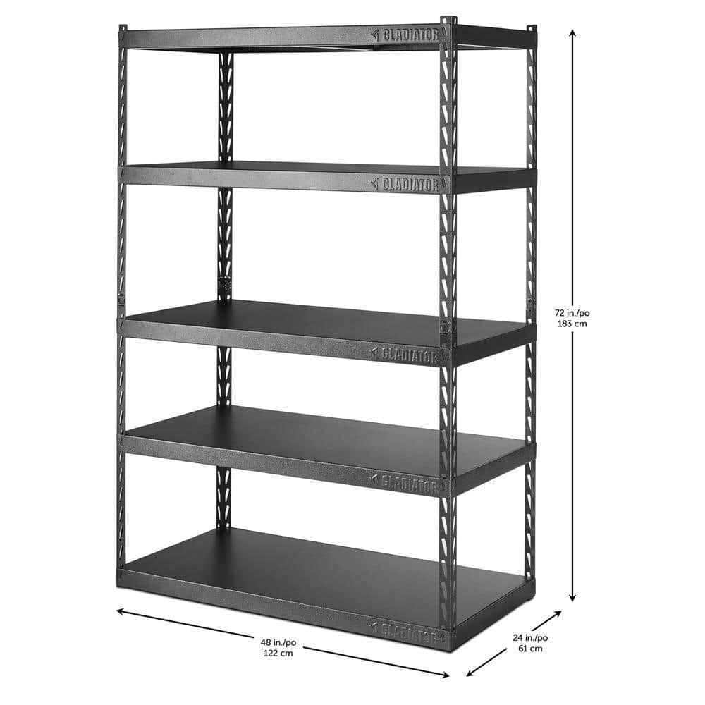 Hammered Granite 48" Wide 5-Shelf Laminate Storage Rack