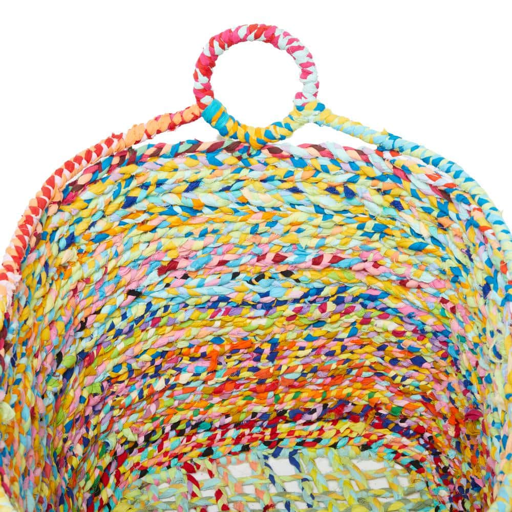 Industrial Charm Multi-Colored Fabric Storage Basket with Iron Frame
